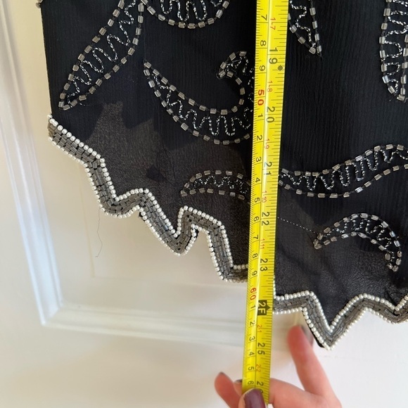 Laurence Kazar Vintage Silk Asymmetrical Beaded Black White Women’s S P Top - Picture 15 of 15